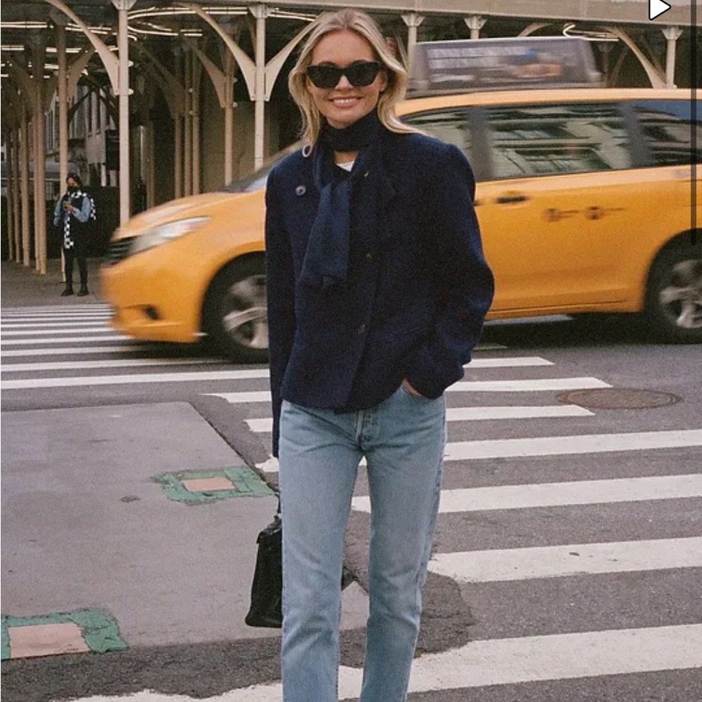 Claire Rose x NA-KD Structured Navy Blazer | Parisian Minimalist Tailored Jacket